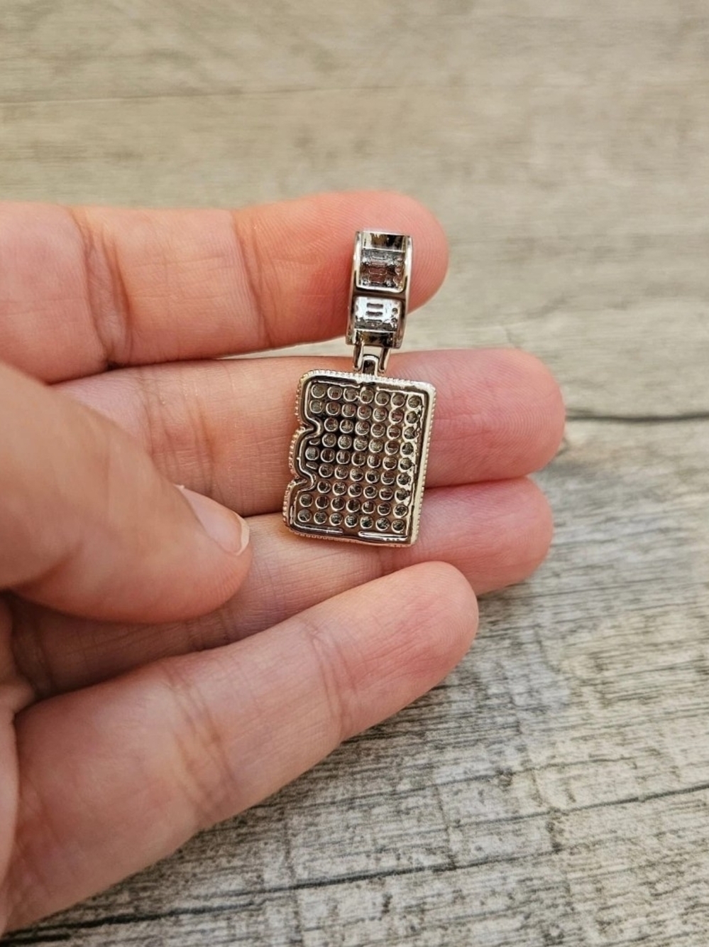Sterling Silver 'E' Initial Pendant with Clear CZ Accents - Picture 2 of 2